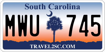 SC license plate MWU745