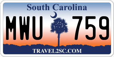 SC license plate MWU759