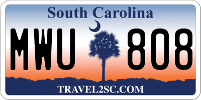 SC license plate MWU808