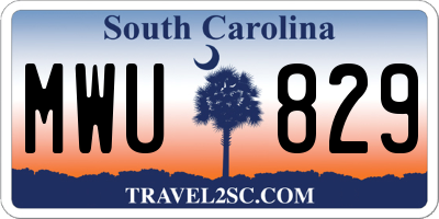 SC license plate MWU829