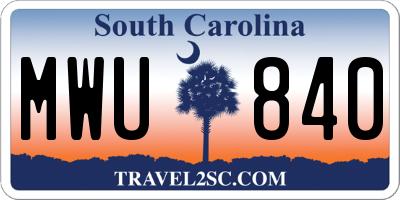 SC license plate MWU840