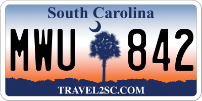 SC license plate MWU842
