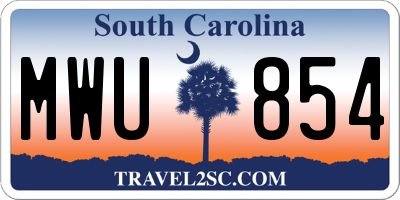 SC license plate MWU854