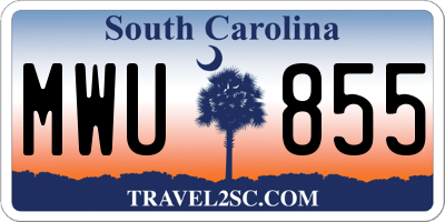 SC license plate MWU855