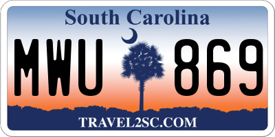SC license plate MWU869
