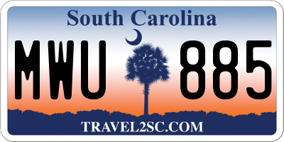 SC license plate MWU885