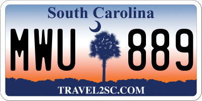 SC license plate MWU889