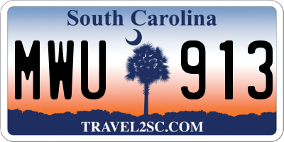 SC license plate MWU913