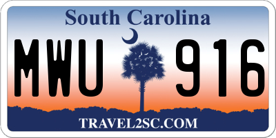 SC license plate MWU916