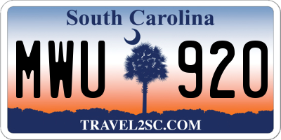 SC license plate MWU920