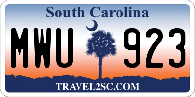 SC license plate MWU923