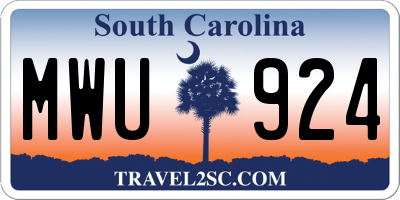 SC license plate MWU924