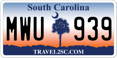 SC license plate MWU939
