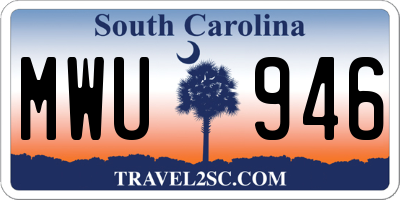 SC license plate MWU946