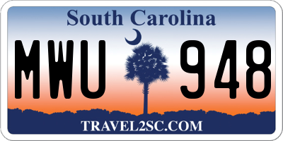 SC license plate MWU948