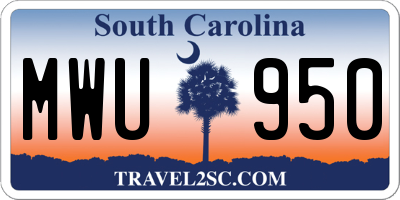 SC license plate MWU950