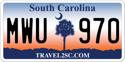 SC license plate MWU970