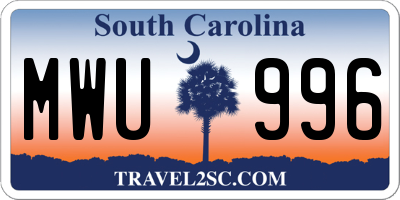 SC license plate MWU996