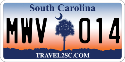 SC license plate MWV014