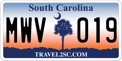 SC license plate MWV019
