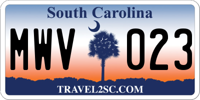SC license plate MWV023