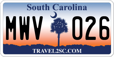 SC license plate MWV026