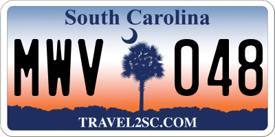 SC license plate MWV048