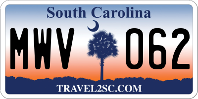SC license plate MWV062