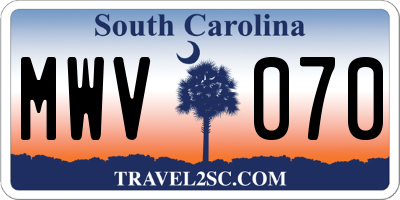 SC license plate MWV070