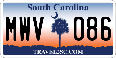 SC license plate MWV086