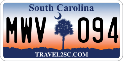 SC license plate MWV094