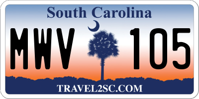 SC license plate MWV105