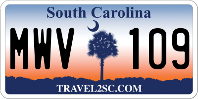 SC license plate MWV109