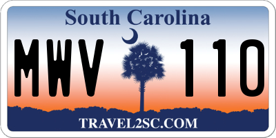 SC license plate MWV110
