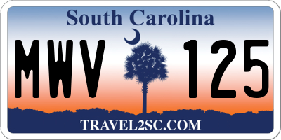 SC license plate MWV125