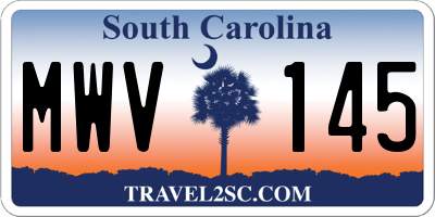 SC license plate MWV145