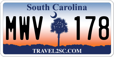 SC license plate MWV178