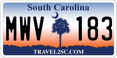 SC license plate MWV183