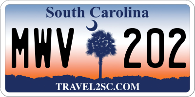 SC license plate MWV202