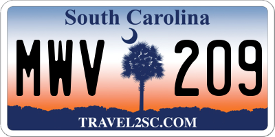 SC license plate MWV209