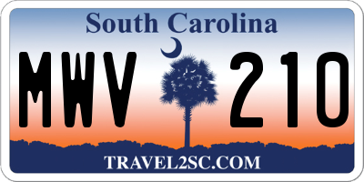 SC license plate MWV210