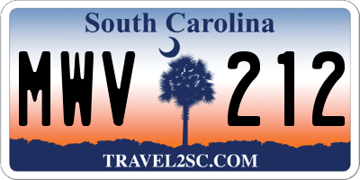 SC license plate MWV212