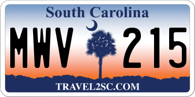 SC license plate MWV215