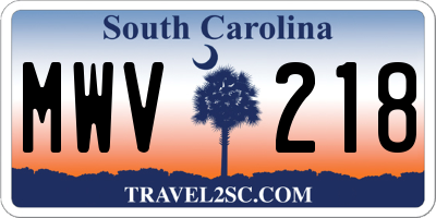SC license plate MWV218