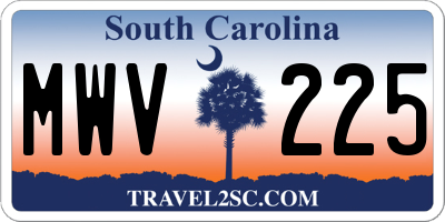 SC license plate MWV225