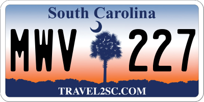 SC license plate MWV227