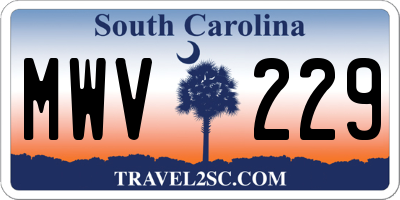 SC license plate MWV229