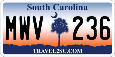 SC license plate MWV236