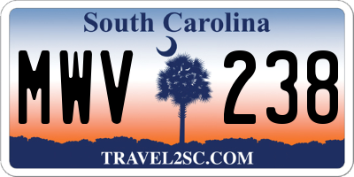 SC license plate MWV238