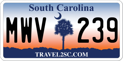 SC license plate MWV239